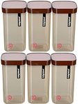 Nayasa Plastic Fusion Containers - 1500 ml, Set of 6, Brown