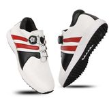 Arkbird® Men's Genuine Leather Lace-up Professional 100% Waterproof Premium Gold Golf Shoes PR-5402 (WHT/RED, UK Footwear Size System, Adult, Men, Numeric, Medium, 8)