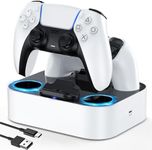 LVFAN PS5 Controller Charging Station, PS5 Controller Fast Charging Dock with Safety Chip Protection & LED Indicator, Controller Charger Station for Playstation 5 Controller (White)