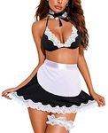 Avidlove French Maid Lingerie Women's Exotic Costumes Role Playing Lingerie Schoolgirl Lingerie Black Medium