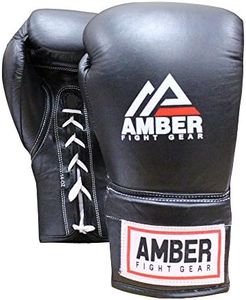 Amber Sporting Goods Professional Laceup Gloves (Black, 8-Ounce)