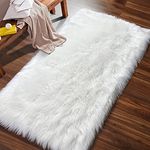 Faux Fur Rug Fluffy Rug White, Fluffy Carpet,Faux Sheepskin Rugs Floor Carpet for Bedrooms Living Room Kids Rooms Decor Bedside Rugs, Runner Rug for Hallway(White, 2x3 Ft)