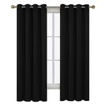 Deconovo Blackout Curtains for Living Room - Thermal Insulated, Room Darkening Grommet Curtain, One Panel, Black, 52x63 Inches