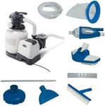 Intex 2100 Gallon Per Hour Above Ground Pool Sand Filter Pool Pump with Deluxe Pool Maintenance Kit and Automatic 24 Hour Timer