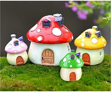 MAOMIA Resin Miniature Fairy Garden Mushroom House 4 Pcs Micro Landscape Outdoor Decor Home Decoration Plant Flower Pots Ornaments