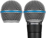 Geekria for Creators Microphone Replacement Grille for Shure SM58, SM58-LC, SM58S, BETA 58A, SV100, PGX24, SLX4 Mic Head Cover, Microphone Ball Head Mesh Grill, Capsule Parts (Silver / 2 PACK)