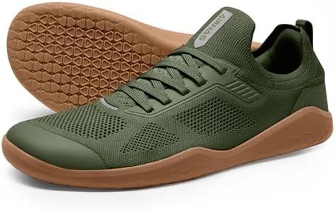 AIRHAS Men's Barefoot Shoes Zero Drop Wide Toe Box Minimalist Gym Shoes for Men Deadlift Cross Training Sneakers (Olive/Gum,10.0)