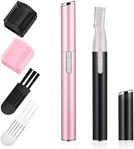 2 Pcs Electric Eyebrow Trimmer Women Precision Face Razors Mini Shaver Battery Operated Small Facial Hair Remover with Comb Personal Epilator for Face Neck Fuzz Lips Body Arms Leg (Pink, Black)