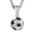 PROSTEEL Mens Football Necklace Soccer Pendant with Adjustable Chain, Engraved Available Silver/Gold Plated 316L Stainless Steel Sports Jewellery for Men Teen (Send Gift Box)