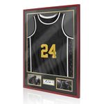 Shadow Box Frames for Jersey Display, Jersey Frame Display Case with Frames for Two Idol'S Photos and One Signature, Sports Jersey Frame with HD Acrylic Cover for Football Basketball Shirt, Red