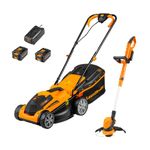 LawnMaster MX 24V Cordless 34cm Lawnmower and 25cm 3-in-1 Grass Trimmer - Rear Roller, Cutting and Edging, 2x MX 24V 4.0Ah Lithium Ion Batteries and Fast Charger (34cm Mower & Trimmer)