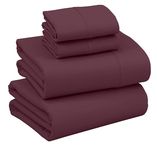 RUVANTI Full Size Sheets Set, Brushed Microfiber Sheets 4 Pieces (1 Fitted Sheet, 1 Flat Sheet, 2 Pillowcases), with 15-inch Deep Pockets, Lightweight & Compfy Premium Hotel Bedding, Burgandy