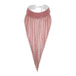 Flyonce Red Rhinestone Statement Necklace for Women, Glitter Long Tassel Fringe Bib Collar Chunky Choker Necklace Costume Jewelry for Wedding Prom Party Silver-Tone