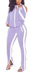 TOPONSKY Women Casual 2 Piece Outfit Long Pant Set Sweatsuits Tracksuits, Bc Purple White, Medium