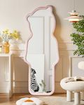 DYNWELL Full Length Mirror, Floor Mirror with Stand, Baby Floor Mirror, Wall Mirror Full Length, Standing Mirror Full Length, Wall-Mounted Mirror for Bedroom Living Room Cloakroom, Pink Bear