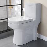 HOROW HWMT-8733 Small Compact One Piece Toilet for Bathroom, Powerful & Quiet Dual Flush Modern Toilet, 10'' Rough-in Toilet & Soft Closing Seat Include, 25"D x 13.4"W x 28.4"H, White