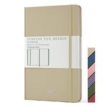 Jumping Fox Design Premium A5 Dotted Journal Hardcover Notebook, Medium 5.6 x 8.4 inches, 120gsm Thick Paper, Numbered Pages, Inner Pocket, Unique Leatherette (Champagne Beige, Medium A5)