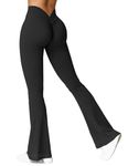 YEOREO Scrunch Flare Leggings Daze V Back Butt Lifting Wide Leg High Waist 31.5" Gym Workout Yoga Pants Black L