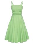 Belle Poque Women Dresses Summer Flared A-Line Midi Dress with Pockts Victorian Dress Casual Sleeveless Green Sun Dress BP0928-02 M