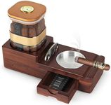 Tesonway Cigar Humidor and Cigar Ashtray Set, Wooden Cigar Ash Tray with Cigar Accessories Drawer, Cigar Cutter, Cigar Jar Tray, Humidor Cigar Box with Hygrometer and Humidifier, Cigar Gifts for Men