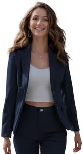 YUNCLOS Women's Casual Long Sleeve Button Slim Work Office Blazer Jacket Navy
