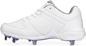 RIP-IT Women's Diamond Metal Softball Cleats - Softball Shoes for Women - White - Size 10