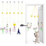 Mitubati Cat Toys Indoor Hanging Door Retractable Kitten Toy Fun Exercise Interactive String Feather Cat Toys for Hunting Chase 6 Pack (6 Pack)