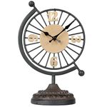 Lily's Home Rustic Desk Tabletop Clock for Bedroom, Silent Movement, Unique Vintage Home Decor with Numbers