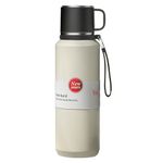 XUDREZ Stainless Steel Water Bottle with Layered Filter for Thermos Flask Hot and Cold Drinks - Keeps 24 Hours - Leakproof Vacuum Insulated Bottles with Mugs for Coffee Work Milk (White,1500ml/50oz)