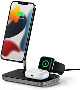 Satechi 3-in-1 Magnetic Wireless Charging Stand – MagSafe Wireless Charging Station, Multi Device USB C Charger Dock Stand, Wireless Charger Travel Dock for iPhone, Apple Watch Series, and AirPods Pro