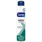 Sanex Men Sensitive Antiperspirant Deodorant Spray 200ml, anti-irritation formula, hypoallergenic formula, 24 hour sweat and odour protection, gentle on skin, developed with dermatologists