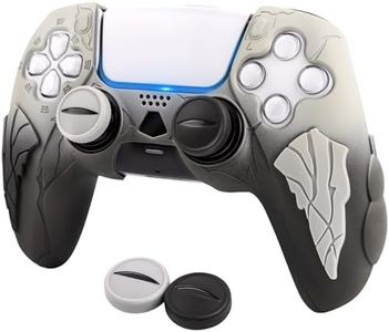 Grip Cover for PS5 Controller - Anti-Slip Silicone with Mask Motif, Eye Joystick Caps,Daoist-Inspired (Gray/Black)