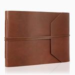 Leather-Photo-Album-With-Gift-Box-For-Women-Men-13.5x10 Inches-Holds-392 (4x6 Inches)-196 (5x7 Inches)-Photos-Vintage-Scrapbook-Style-Pages-Brown