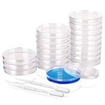 20 Pack Sterile Plastic Petri Dish Set with Lid, 90mm Dia x 15mm Deep Sterile Petri Dishes,with 20 pcs 3ml Plastic Transfer Pipettes (20 Pack)