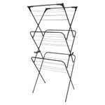 Straame 3 Tier Clothes Airer Drying Indoor and Outdoor Laundry Rack with Non-Slip Feet and Corner Spaces for Hangers, Flat Foldable Space Saving, 63 x 46 138 (Black)
