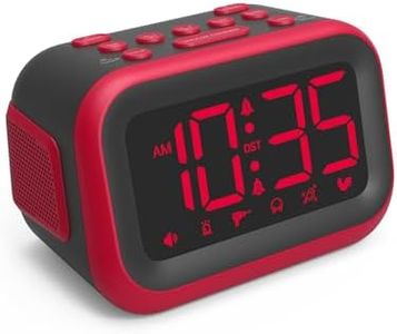 Acedeck Loud Alarm Clock for Heavy Sleepers: 115dB Dual Alarms with 6 Unique Sounds for Bedroom Dorm Room Use - On-Time Wake Up for Teen College Students - Red