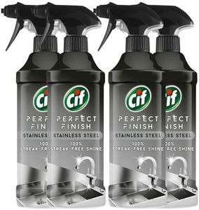 Cif Stainless Steel specialist Spray Scientifically designed to remove stubborn dirt for 100% streak-free shine on the stainless steel surfaces, Multi Buy 4 Pack