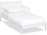 Dream On Me Brookside Toddler Bed In Steel White, Greenguard Gold Certified, JPMA Certified, Low To Floor Design, Non-Toxic Finish, Safety Rails, Made Of Pinewood