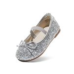 DREAM PAIRS Girls Flower Girl Dress Shoes Wedding Party,Size 8 Little Kid,Silver,Belle_01