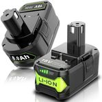 TURPOW Upgraded 【8.0Ah Replacement for Ryobi 18V Battery】 Compatible with Ryobi 18 Volt ONE+ Plus P107 P108 P102 P103 P104 P105 P109 P122 PBP005 Cordless Tools 2Pack