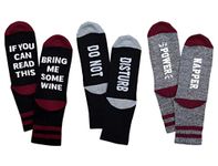 Mom Socks If You Can Read This Bring Me Wine Nap Funny 3 Pack Women Crew Socks Gray OS / Disturb Black OS / Wine Black OS