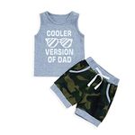 OFIMAN Baby Boys Clothes Set Toddler Summer Outfit Cooler Version of Dad Print Sleeveless Tank Tops Shorts 2Pcs (Grey, 6-12 Months)