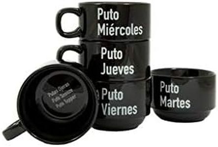 FISURA– Juego de tazas originales “p*ta semana”.Tazas negras con frases.Tazas originales con mensaje para regalar.Juego 5 tazas de cerámica graciosas