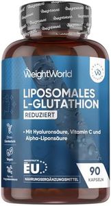 Liposomales L Glutathion Komplex (Reduziert) - 1000 mg Glutathione pro Portion - Mit Vitamin C, Hyaluron, Phospholipidkomplex & Alpha Liponsäure (ALA) - 90 Kapseln - 1 Monat Vorrat - WeightWorld