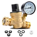 RVGUARD Water Pressure Regulator, Brass Lead-Free Water Pressure Reducer Kit, Adjustable Valve with Inlet Screened Filter, for Camper Travel Trailer