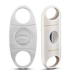 Cigar Cutter 2pcs/Pack, Sharp Blade Cutter for Straight Cut and V Cut Cutter (Silver+White)