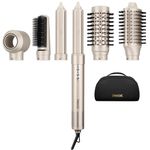 7MAGIC Hair Dryer Brush & 6 in 1 Hair Styler, 110 Volts, 1200 Watts, Ionic Technology, Fast Drying, Multi Styler for Straight, Wavy, Curly, and Coily Hair, Champagne Gold