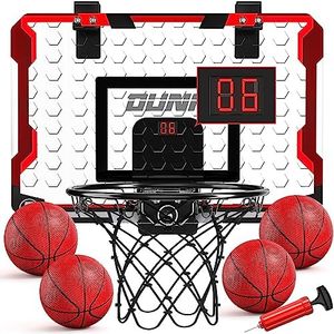 TEMI Basketball Hoop Indoor, Mini Basketball Hoop with 4 Balls & Electronic Scoreboard, Over The Door Basketball Hoop, Basketball Toys for Boys Girls Age 5 6 7 8 9 10 11 12 - Kids & Teens Gift Ideas