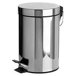 Denny® Stainless Steel 12L SILVER PEDAL BIN KITCHEN BATHROOM TOILET RUBBISH