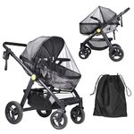 LIHAO Universal Baby Mosquito Net,Stroller Bag Pram Net,Pram Fly Insect Bug Net Protection Cover, Machine Washable Breathable For Pushchair Seats Travel Cot Buggy Carrycot Bed Crib Cart - Black